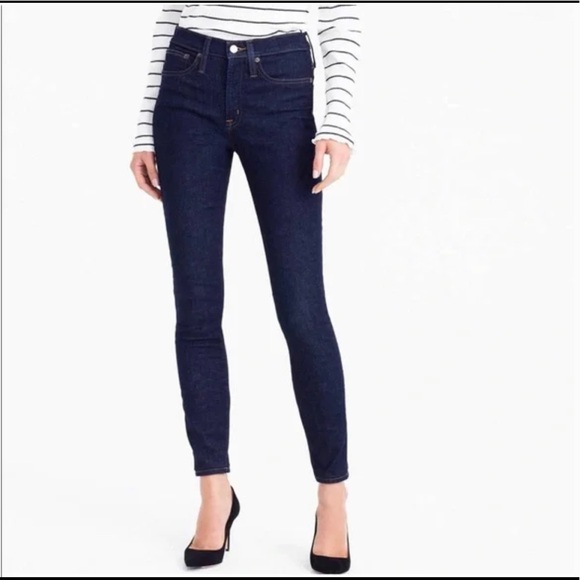 J. Crew Dark Wash 9” Rise Skinny Stretch Jeans Size 27 - Picture 1 of 7